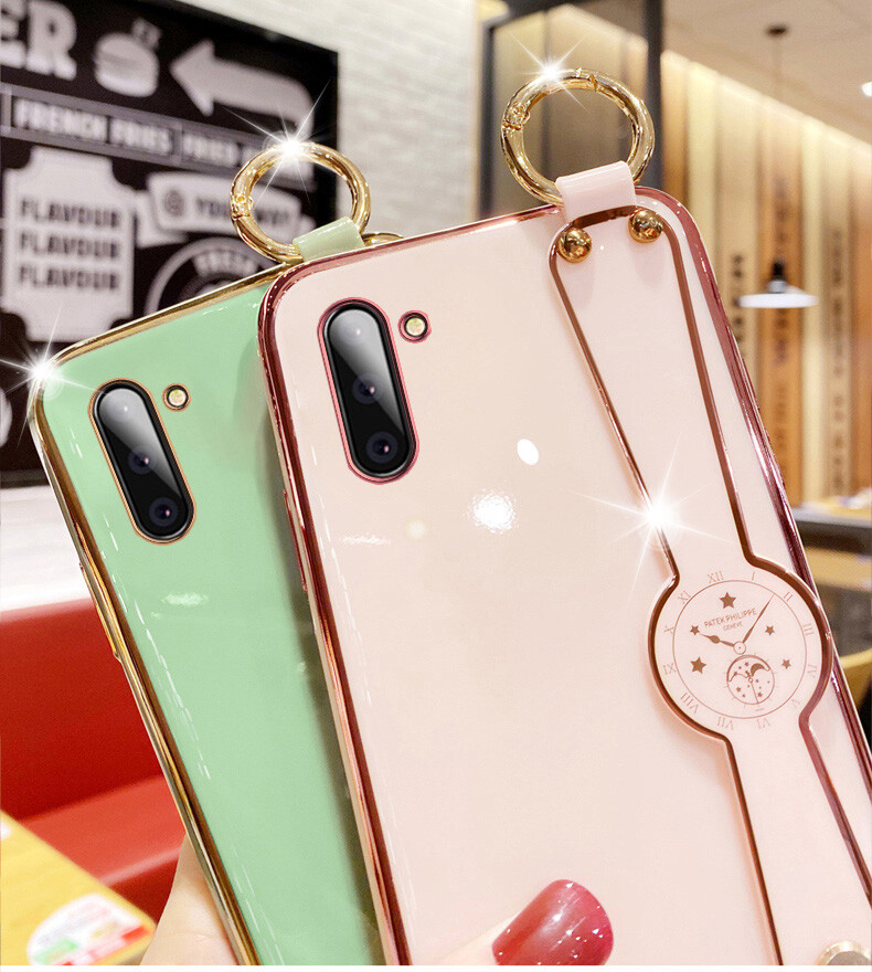 Ốp Lưng LIFEBELLE Ốp Cho Samsung Galaxy Note 10 / Note 10 + Plus / Note 10 Lite Có Dây Đeo & Giá Đỡ Dây Đeo Cổ Tay, Ốp Điện Thoại Nữ Mạ Bóng Siêu Mỏng Ốp Chống Sốc Silicon TPU Mềm Vỏ Bảo Vệ