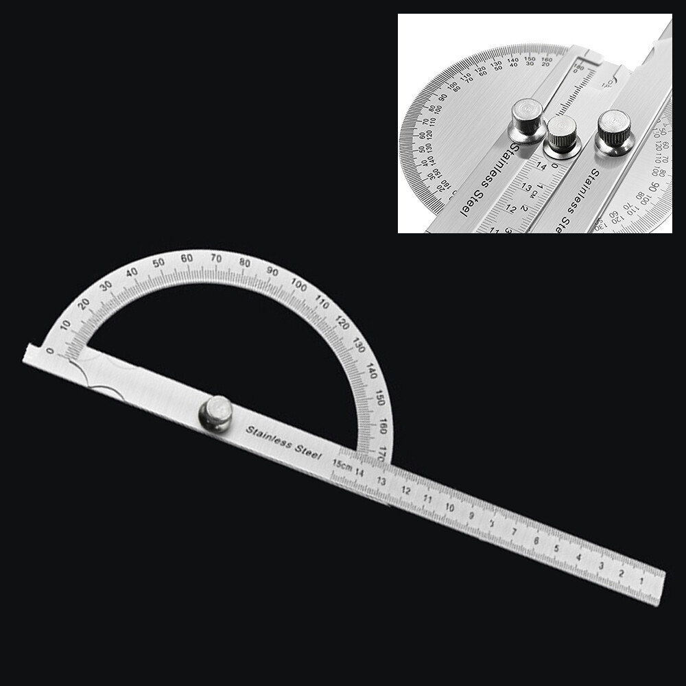 180 Degree Adjustable Protractor Stainless Steel Angle Finder Gauge Rotary Measuring Ruler 15cm