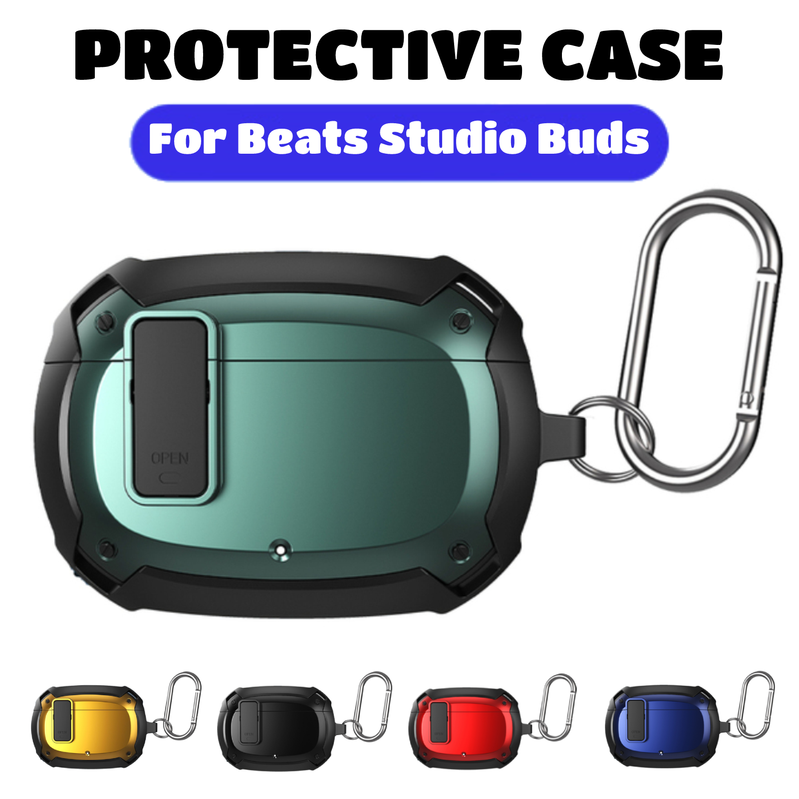 Liplasting Earphone Case For Beats Studio Buds Protective Cover Anti-fall Anti-scratch Shockproof Dustproof Shell Protector With Keychain