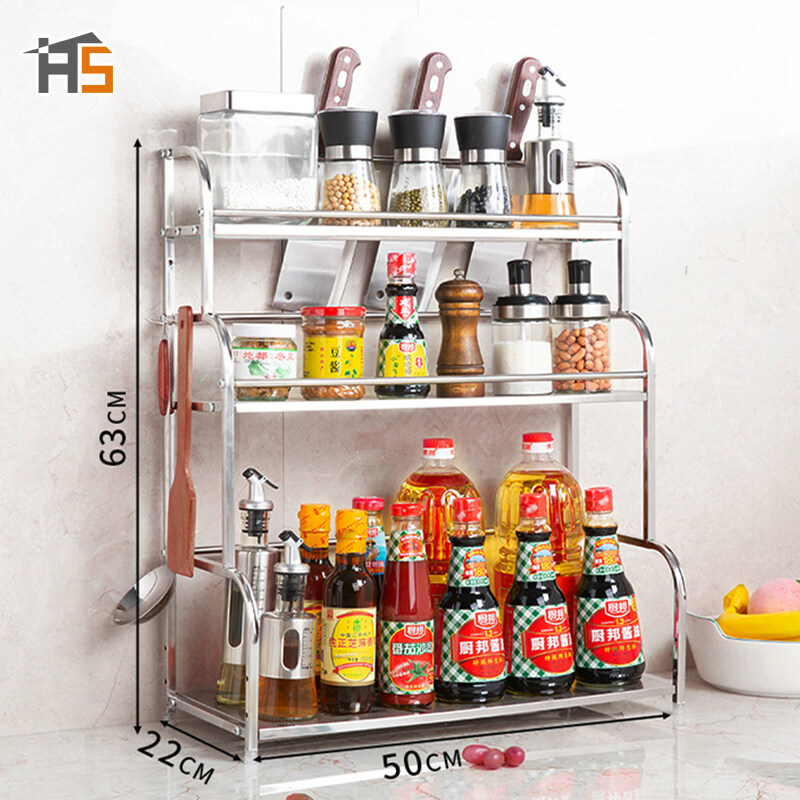Stainless steel kitchen finishing seasoning rack kitchen supplies seasoning sticky board rack knife storage layered rack