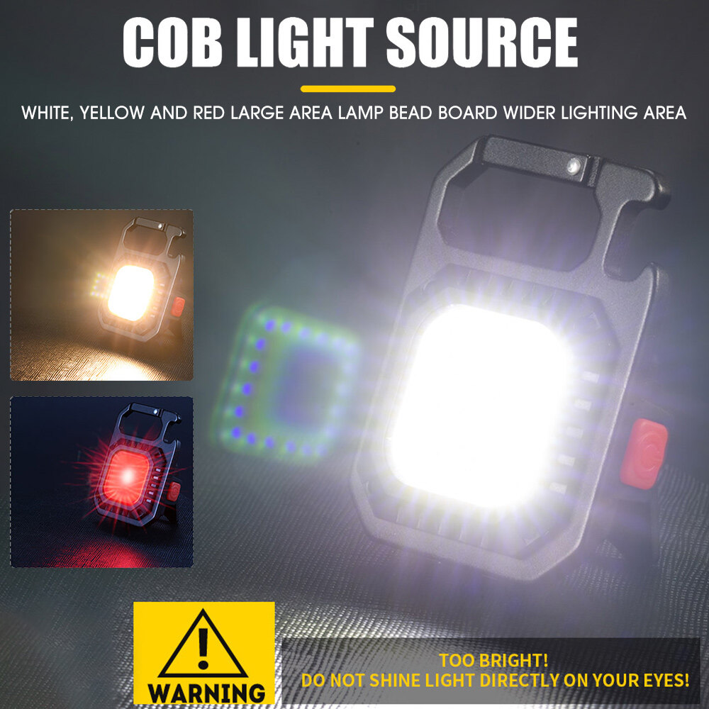 Portable Mini Multifunctional COB Keychain Light /USB Rechargeable Floodlight /Outdoor Work Camping Light