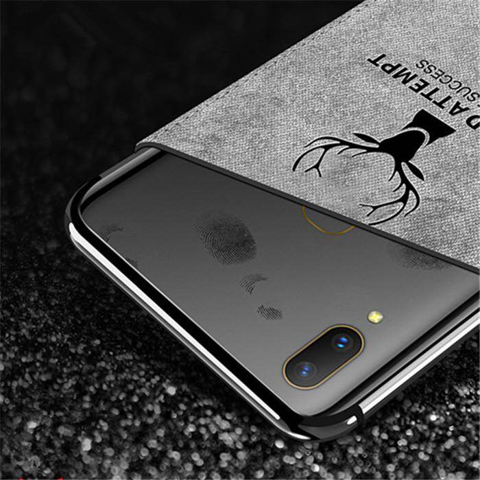 Cho [[Vivo Y85/V9] Vintage Hươu Mềm Vải Bố Dệt Nai Sừng Tấm Hoa Văn Ốp Lưng