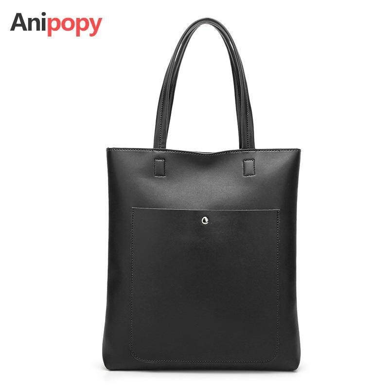 Anipopy Elegant Korean Style PU Leather Large Tote Bag Women Handbag Shoulder Bag