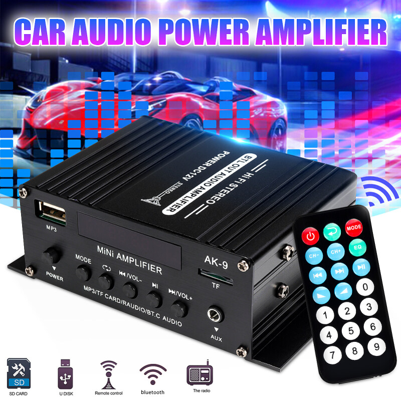 Bộ Khuếch Đại HiFi Công Suất Âm Thanh Bluetooth 2.0 PowerDC12V AV Amp Loa 2X20W RMS Với Điều Khiển Từ Xa Cho Xe Hom