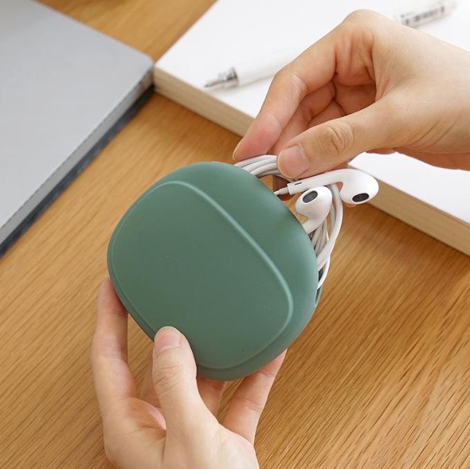 Di Động Cáp dữ liệu Headphone Lưu Trữ Hộp di động đơn giản Cáp dữ liệu điện thoại Cáp dữ liệu túi xếp đồ Silicone Lưu Trữ Hộp ví đựng tiền xu dễ thương
