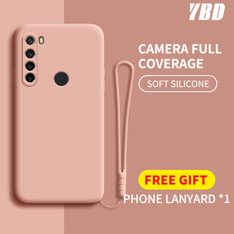 YBD case For Xiaomi Redmi Note 7 Pro Note 8 Accurate camera hole protection Casing ,Thin Soft Liquid Silicone Cover Candy Color Cases with free phone Lanyard