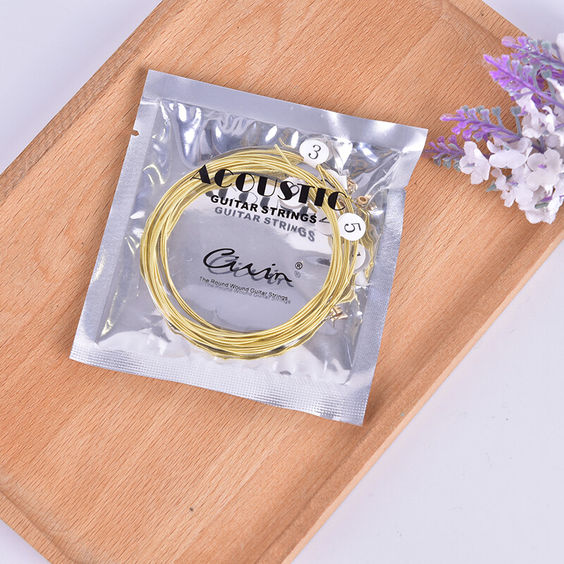 Sissi 6pcs/set Universal Acoustic Guitar String Brass Hexagonal Steel Core Strings For