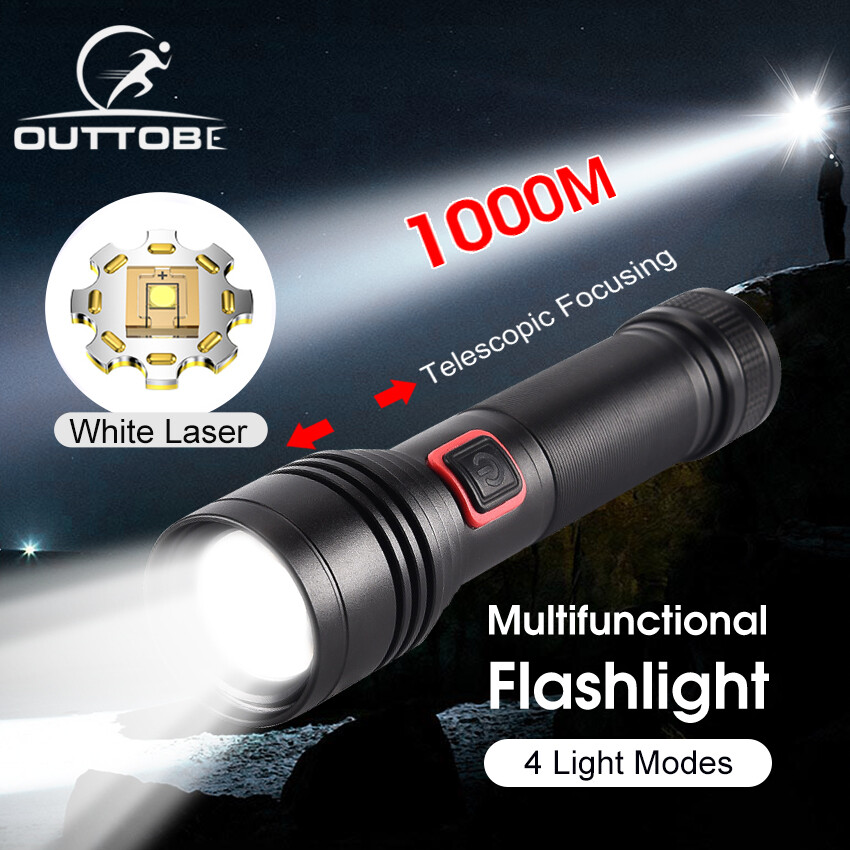 Outtobe Flashlight Multifunctional P50 Mini Torch Light White Laser Flashlight Super Bright Flashlight Waterproof Outdoor Torchlight Zoomable LED Flashlight Penlight