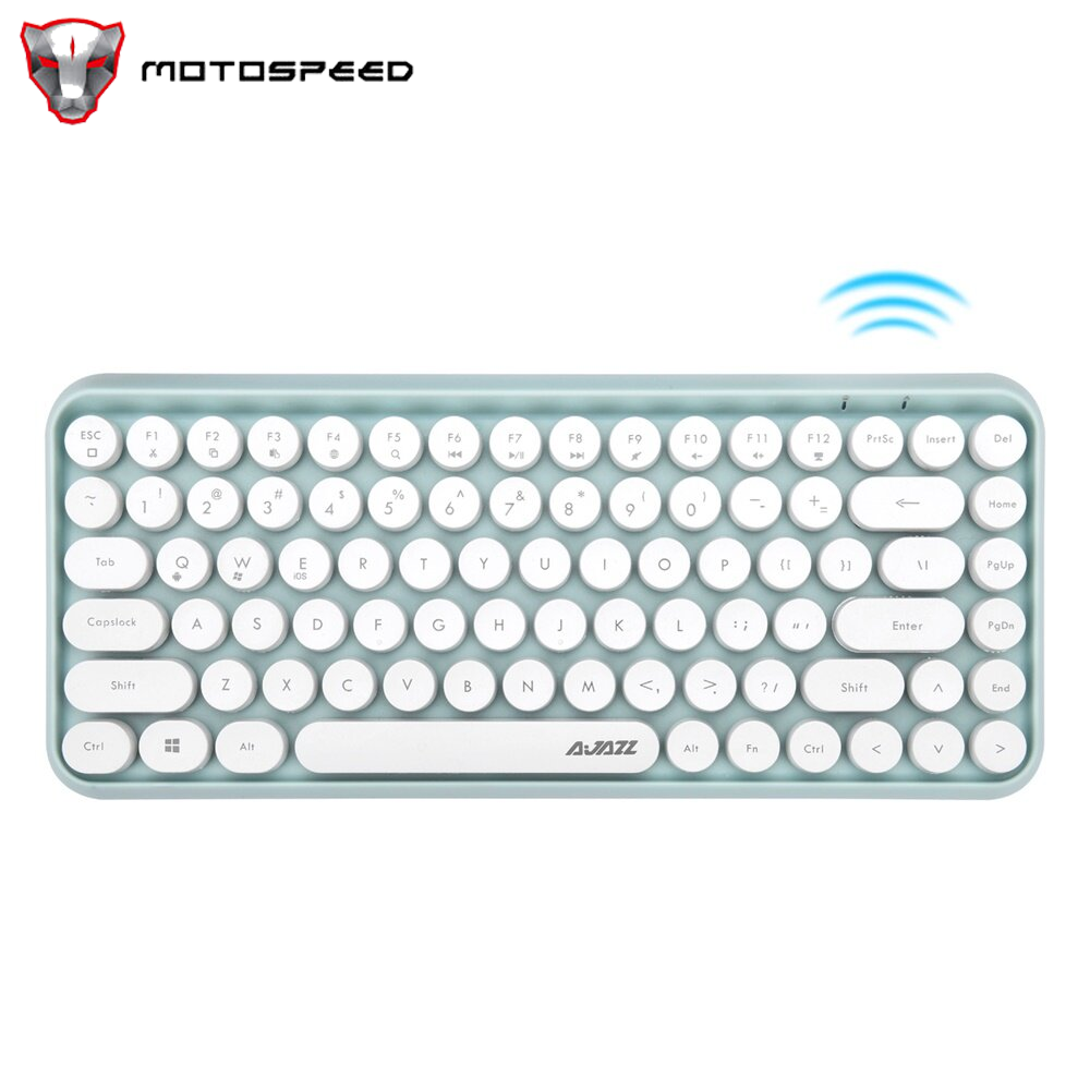 AJAZZ 308i Blue-tooth Keyboard Round Key Cap 10m Blue-tooth Connection 84 Keys for Windows 2000, Windows XP, Windows ME, Windows VISTA, Windows 7/8/10 Green