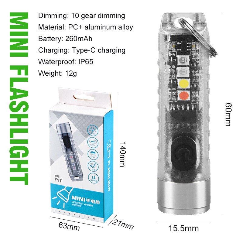 Original S11 Magnetic Mini LED Flashlight Rechargeable Keychain Flashlights Portable Powerful Waterproof Camping Torch Light