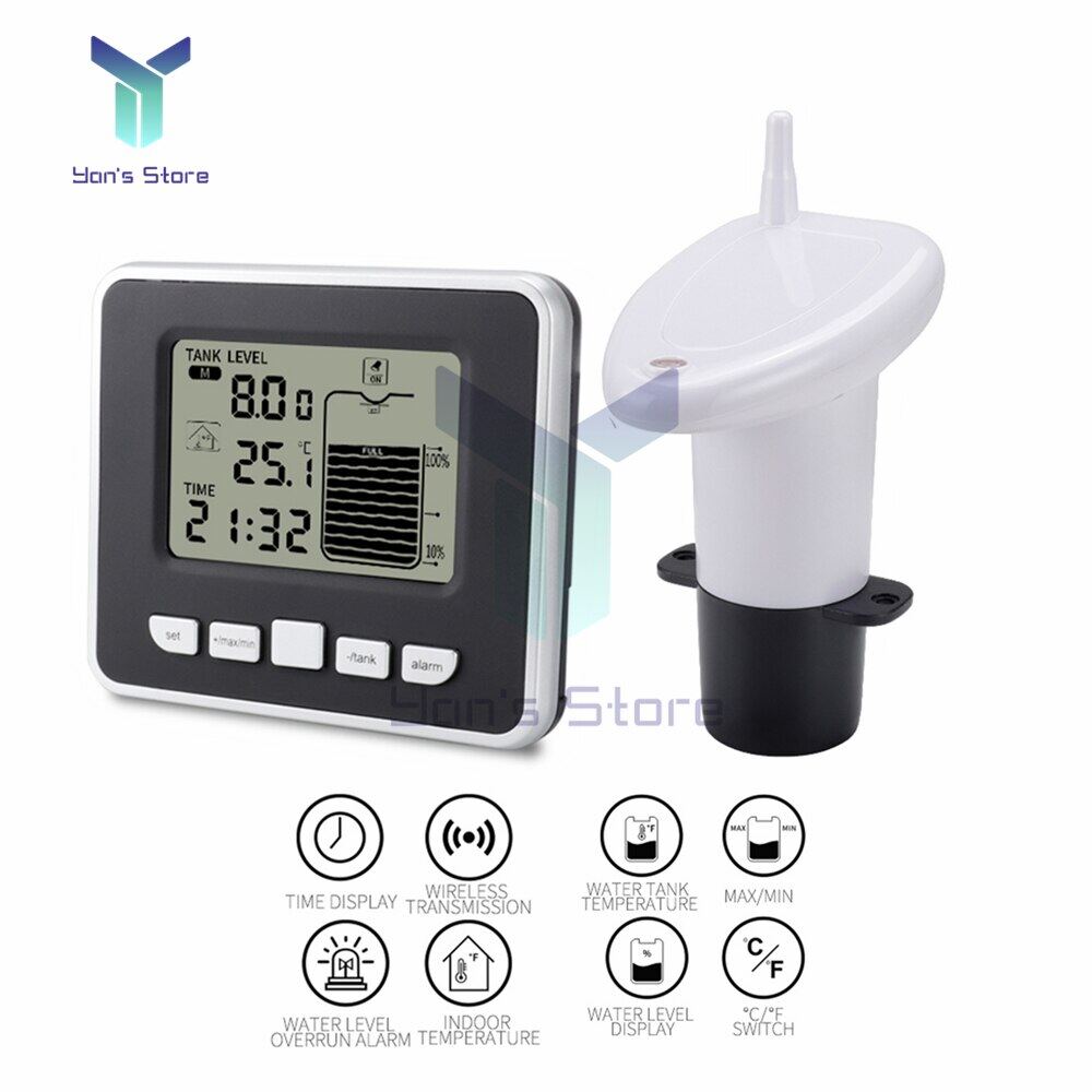 FT002 Wireless Ultrasonic Water Tank Liquid Level Meter With ...