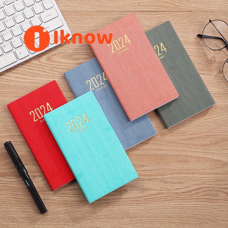 Tôi Biết kế hoạch Tiếng Anh 2024 A6, sổ tay sổ lập kế hoạch ngày giả da, Sổ Tay Quản lý thời gian 365 ngày