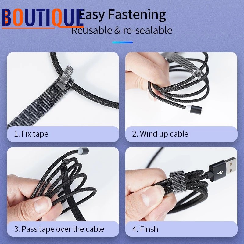 20 Cái Bộ Kẹp Giữ Dây Cáp Tie Máy Cuộn Dây Lặp Lại Neo Bằng Dây Thép Tie Cho Tai Nghe Chuột Cáp Cáp AUX Chủ Quản Lý Cáp