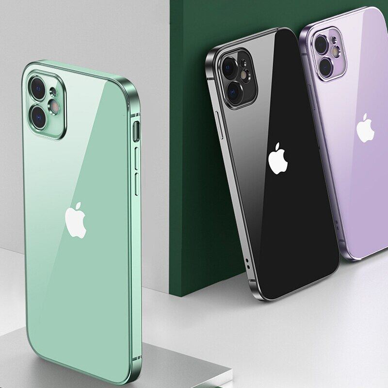 KEYSION Luxury Square frame Plating Case For iPhone 11 Pro Max Soft Slim Clear Camere Protection Phone Cover for iPhone SE 2020 X XS Max