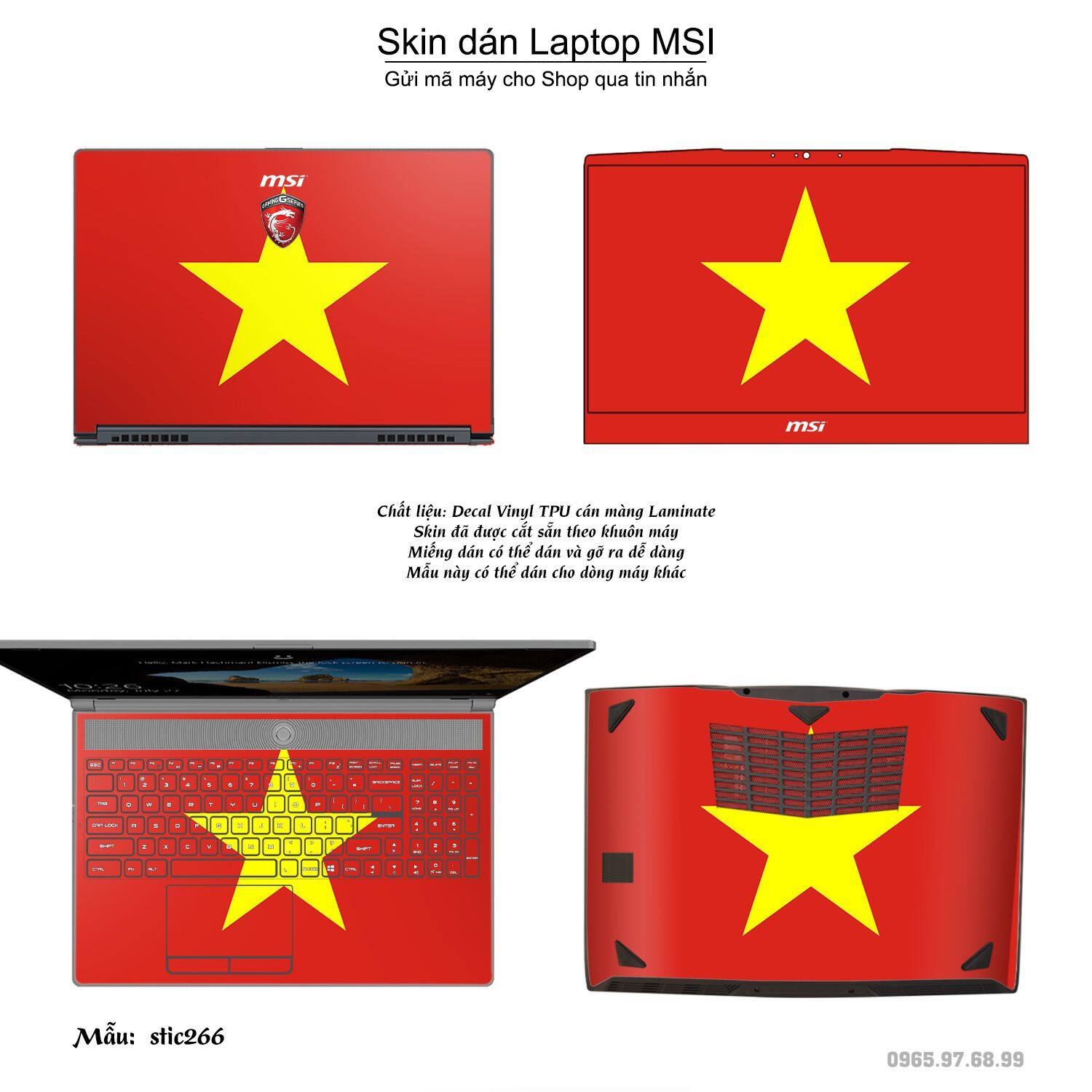 Decal Skin dán Laptop MSI mẫu cờ Việt Nam