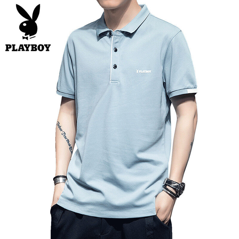 เพลย์บอยแฟชั่นผู้ชายเสื้อโปโลลำลองธุรกิจปุ่มคอปก แขนสั้นเพลย์บอยโลโก้เสื้อแขนสั้นสีขาว/สีดำ/สีฟ้า/สีแดงGuapai (M-4XL) สี สีฟ้า ขนาด L - Puket Stores เพลย์บอยแฟชั่นผู้ชายเสื้อโปโลลำลองธุรกิจปุ่มคอปก แขนสั้นเพลย์บอยโลโก้เสื้อแขนสั้นสีขาว/สีดำ/สีฟ้า/สีแดงGuapai (M-4Xl) สี สีฟ้า ขนาด L - Puket Stores