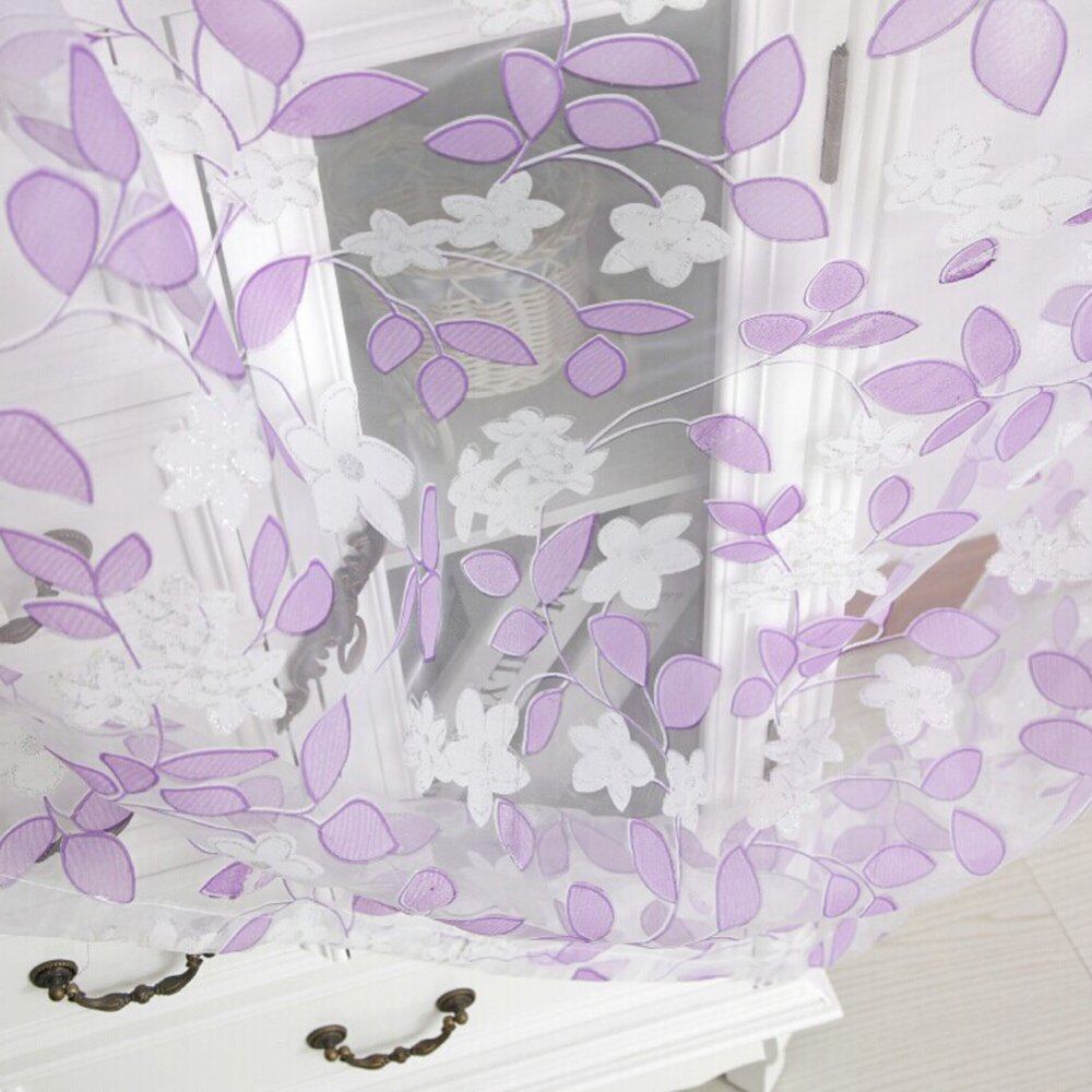 Chic Leaf Type Tulle Door Window Curtain Rural Leaf Design Curtain