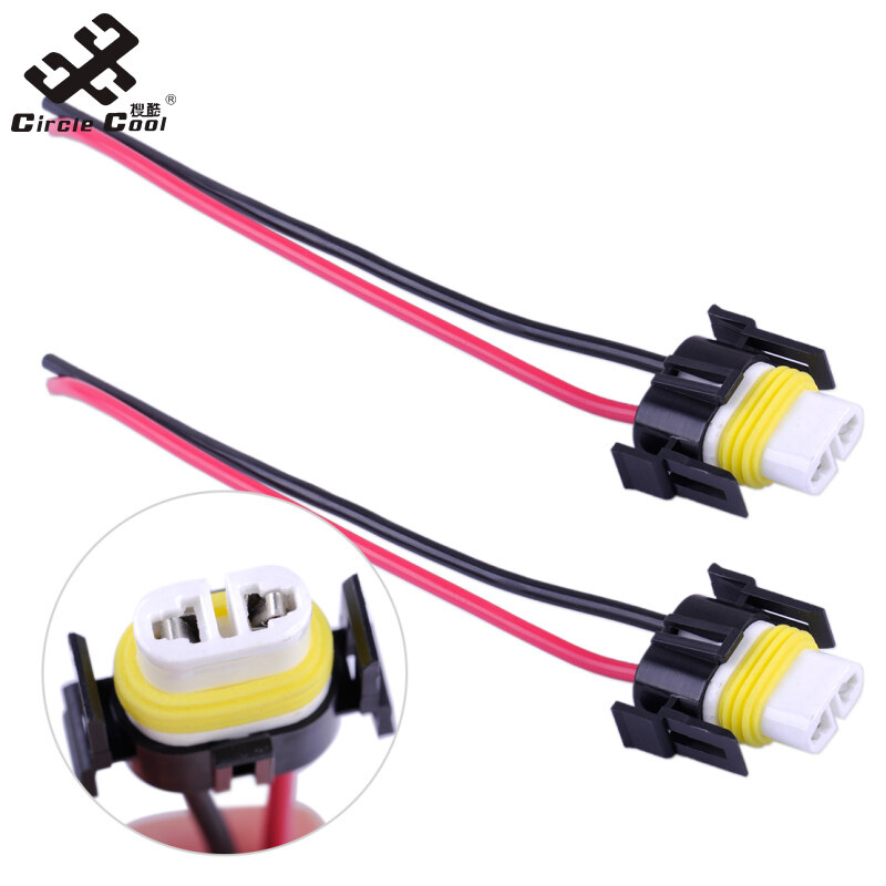 Circle Cool 2Pcs H11 Female Ceramic Wire Harness Extension Socket Adapter with Line for Headlights