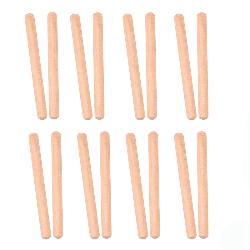 8 Pairs Classical Wood Claves Musical Percussion Instrument Natural Hardwood Rhythm Sticks Percussion Rhythm Sticks Children Musical Toy Gift