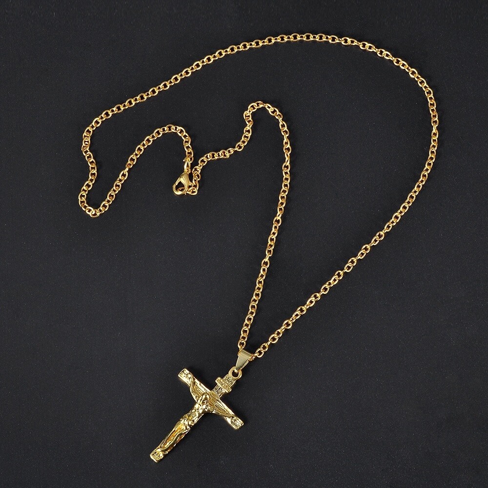 Fashion Cross Pendant Necklace Women Men Stainless Steel Link Chain Charm Necklace Cool Boys Girls Punk Hip Hop Jewelry Gift