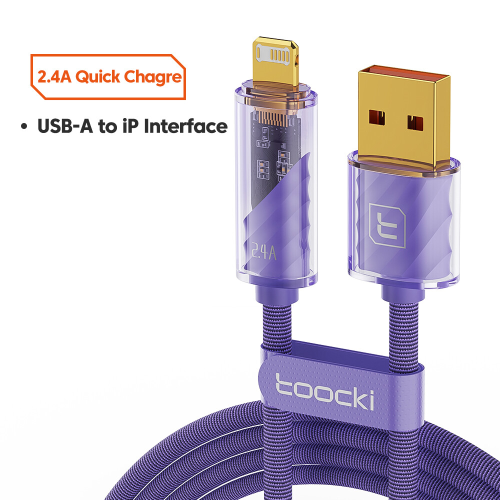 Toocki 2.4a usb a cable for ip 14 13 12 pro max xr 8 pd fast charging for ip charger cable for mbk pro type a cable