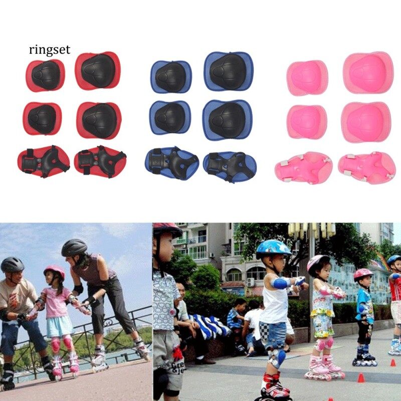Rnse 6 Chiếc Trẻ Em Ngoài Trời Trượt Ván Kneepad Khuỷu Tay Giá Đỡ Cổ Tay Bộ Linh Kiện Bảo Vệ