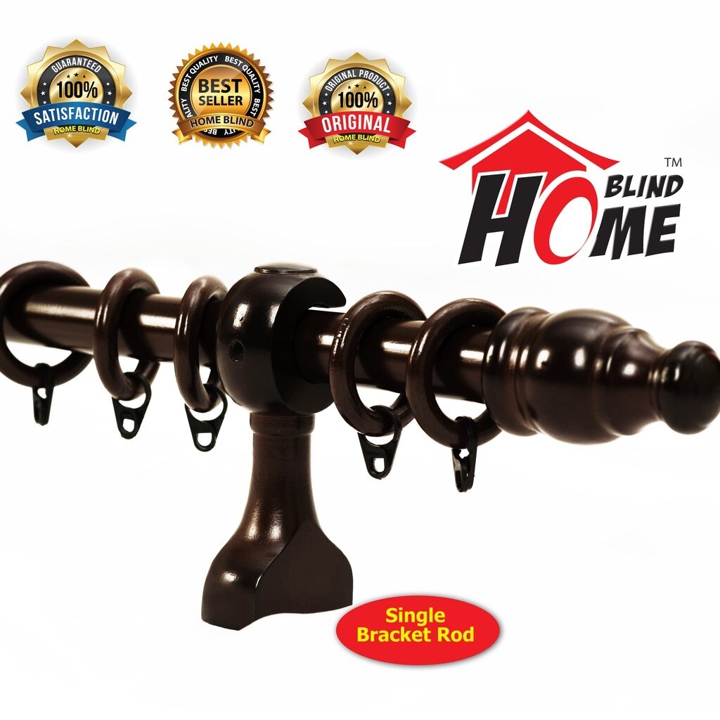[HOMEBLIND] ANKARA Single Double Rod Wooden Curtain Rod / Kayu Tulen