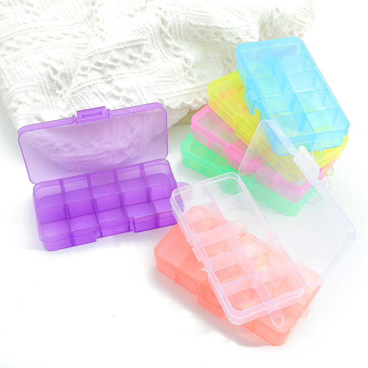 Hộp Đựng Trang Sức Bằng Nhựa 10 Ngăn Hộp Hình Chữ Nhật Hộp Đựng Có Thể Điều Chỉnh Để Sắp Xếp Hạt Hộp Bông Tai Hộp Quà Tặng Trang Sức 1 Cái