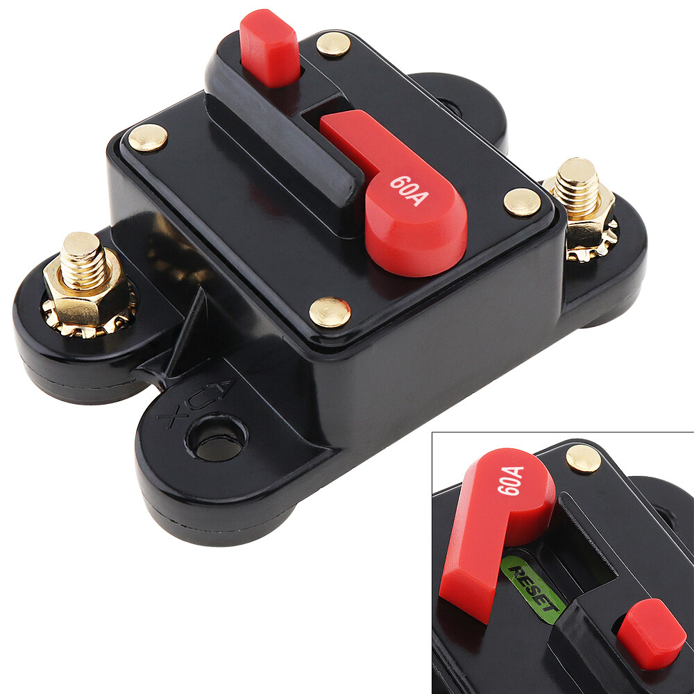 60a amp circuit breaker car marine stereo audio inline replace fuse 12v dc agu