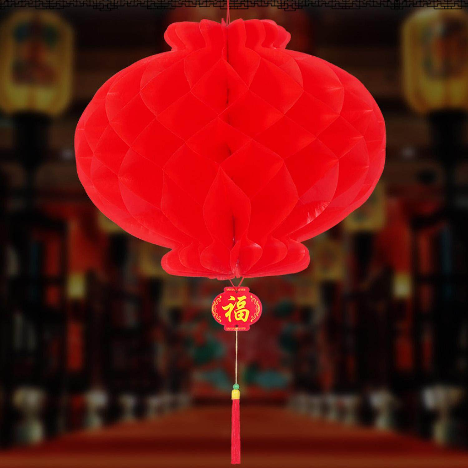 20PCS Foldable Waterproof Good Fortune Red Paper Lanterns for Chinese New Year Spring Festival Party Celebration Home Decoration 18cm