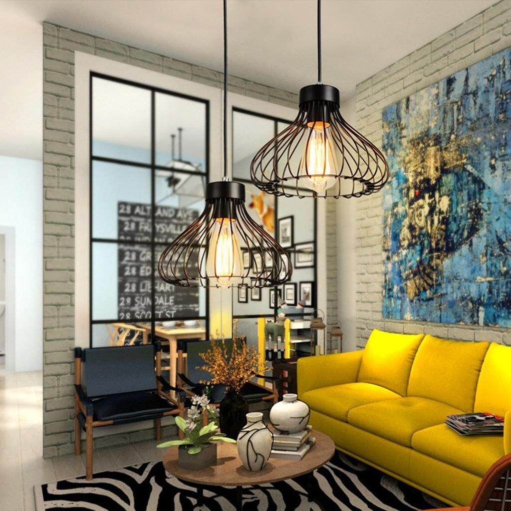 Fityle Mordern Nordic Retro Lamp Shade E27 Pendant Light Cover Chandelier Iron Minimalist Loft Antique Adjustable Hanging Lampshade Diy Art Spider