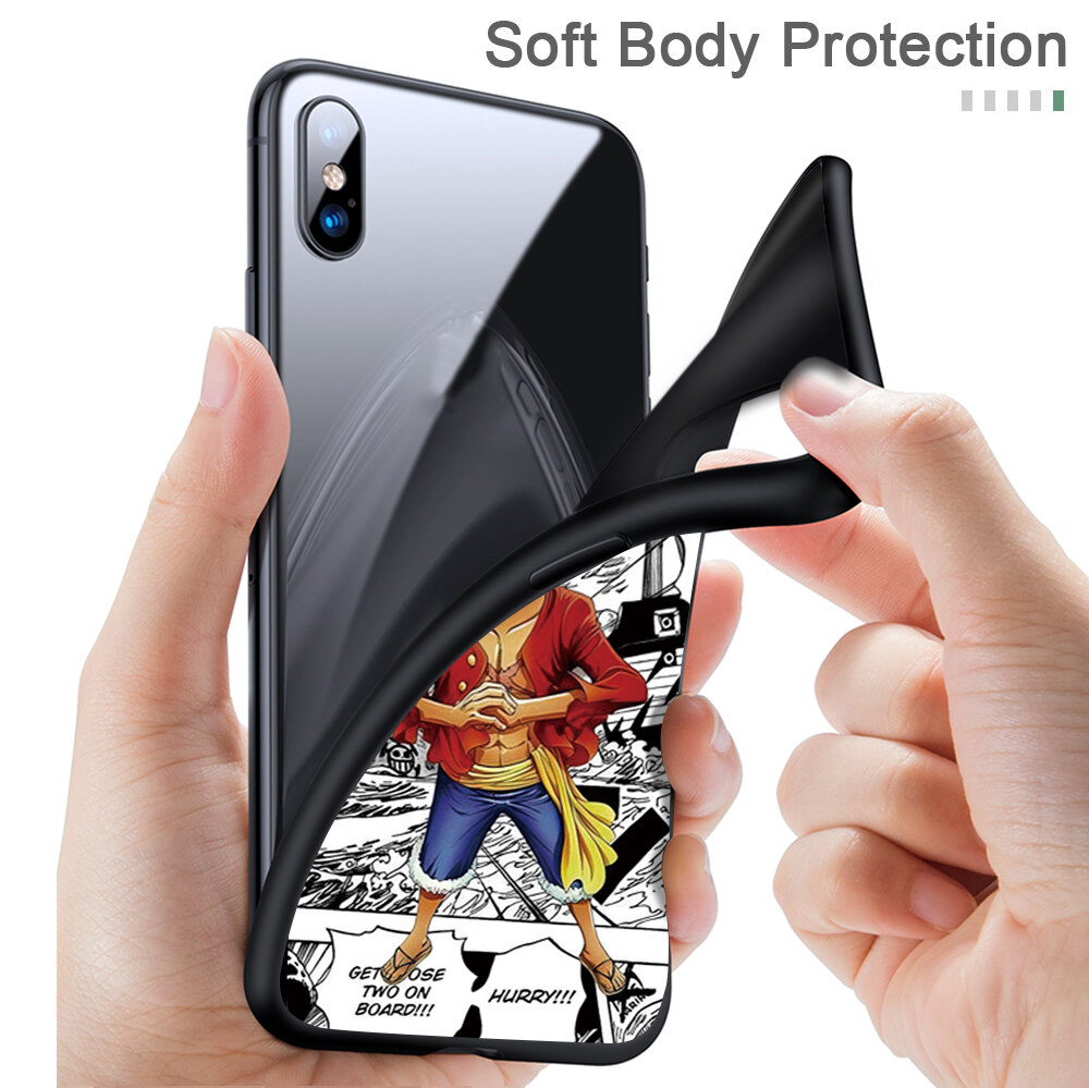 UCUC Casing Case For Redmi Note 5,Redmi Note 5A,Redmi Note 5A Prime,Redmi Note 5 Pro Case (Finger Ring + Lanyard) Cartoon Black And White Style Luffy Design Phone Case Shockproof Soft Silicone TPU Protective Phone Casing