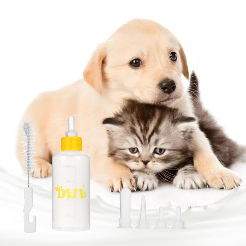 Bình Sữa 60Ml Cho Thú Cưng Với Bộ Bàn Chải Núm Vú Cho Bé Bú Bình Thích Hợp Cho Mèo Nhỏ Và Chó