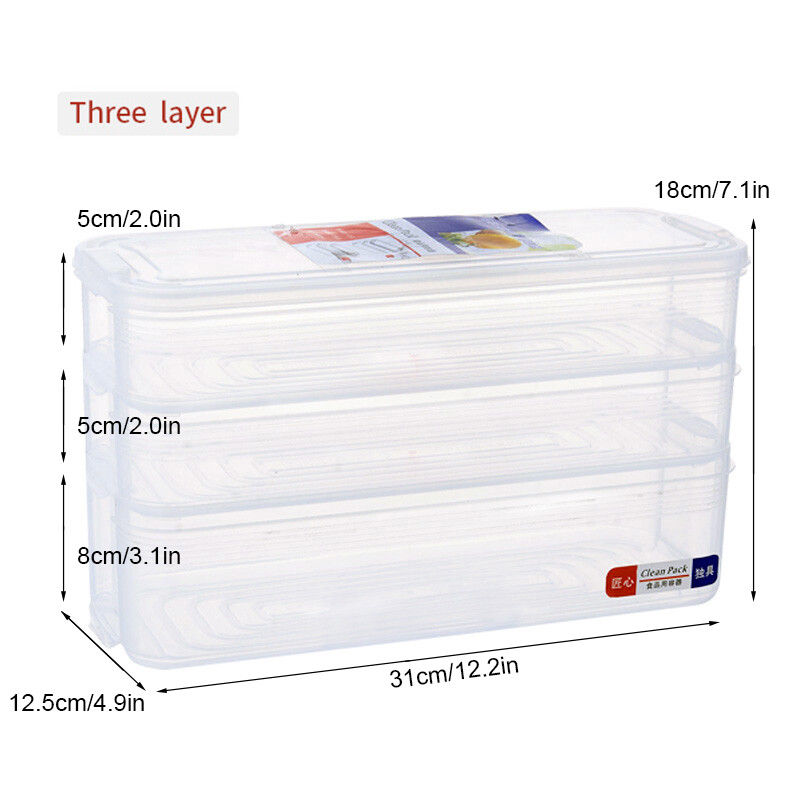 Konco Refrigerator Storage Box Plastic Storage Bins Food Storage Containers with Lid for Kitchen Fridge Cabinet Freezer Desk Organizer