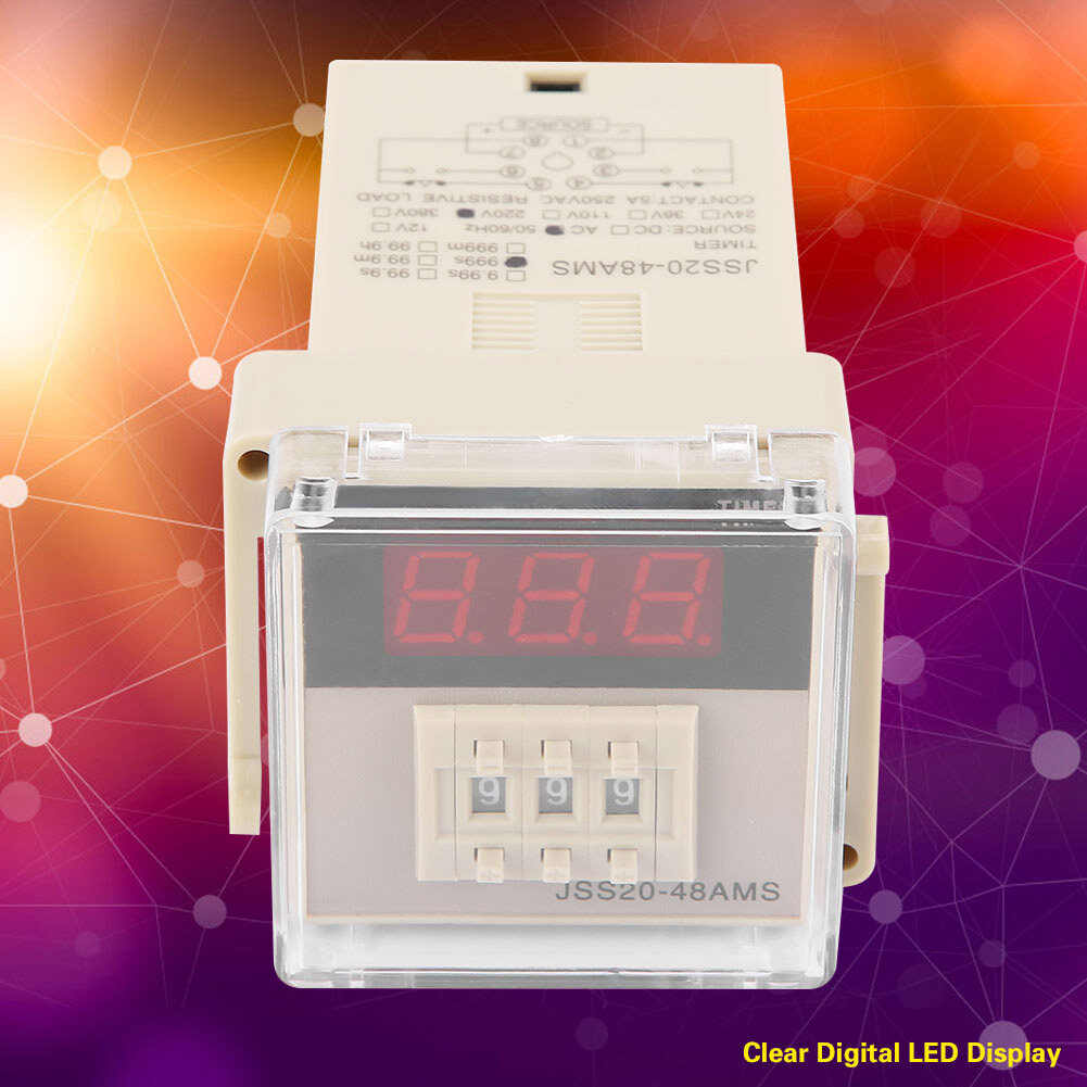 JSS20-48AMS Power On Delay Timer Relay Digital Display 1-999S AC 220V