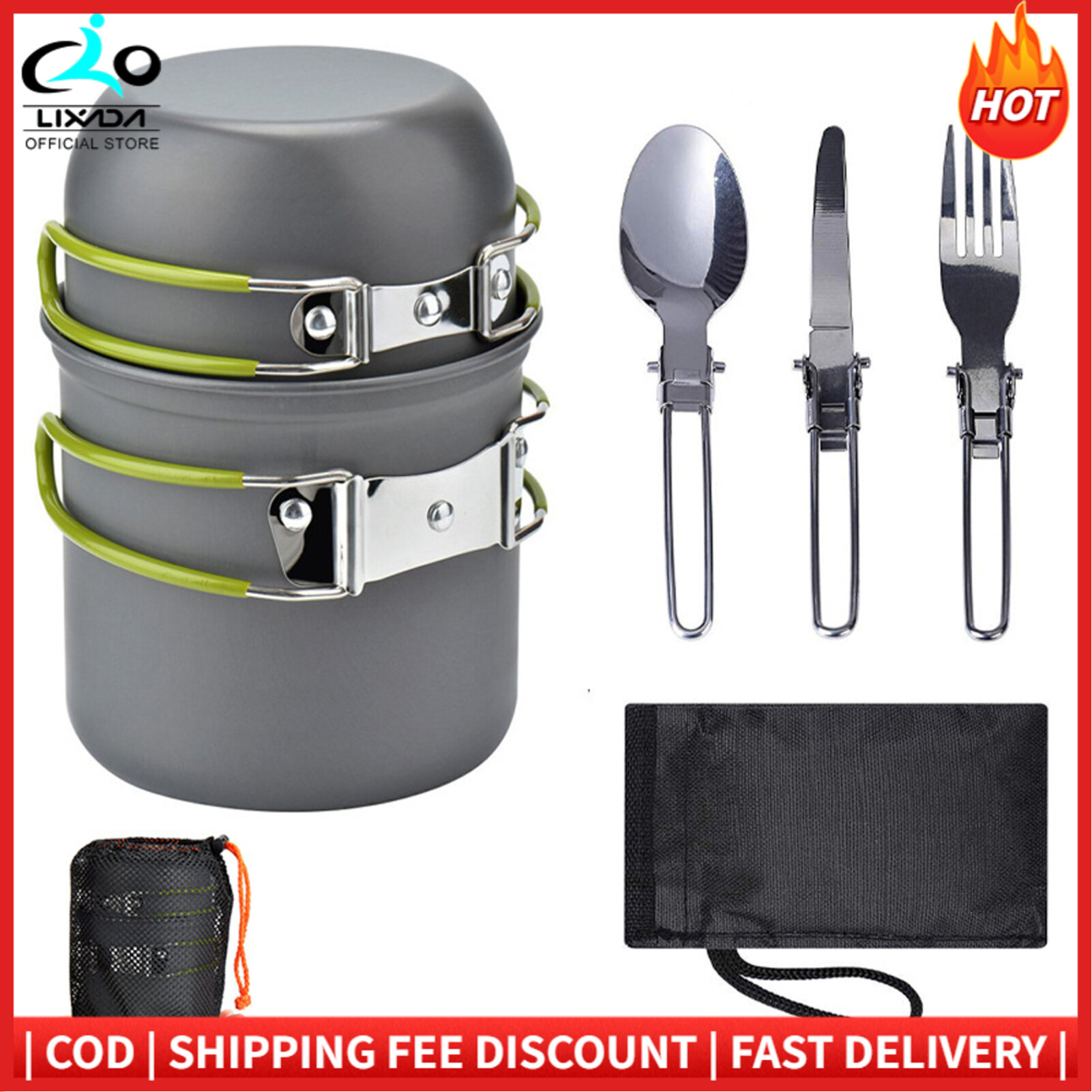 Ultralight Camping Cookware Utensils outdoor tableware set Hiking Picnic Backpacking Camping Tableware Pot Pan 1-2persons