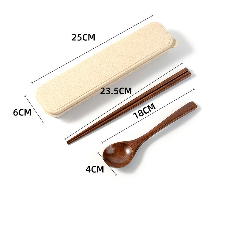 Japanese style portable wooden tableware spoon chopsticks travel suit white-collar lunch wooden tableware wooden chopsticks wooden spoon