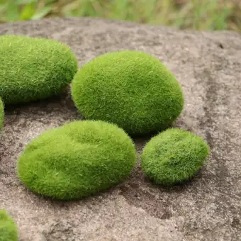 Fityle 10x Artificial Decorative Moss Stones Fake Bryophytes Grass