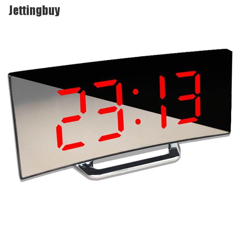 Jettingbuy 7 Inch Digital Alarm Clock Curved Dimmable Led Electronic Digital Desktop Clock Large Number Table Clock