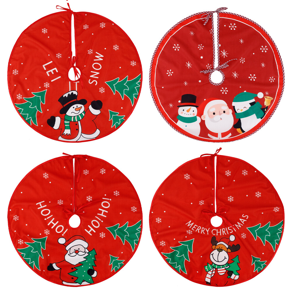 【TaroBall】Large Christmas Tree Skirt Christmas Carpet Decorations Home Floor Mat Xmas Style Print Carpet Apron Ornaments Decor for Home Party Supplies Gifts