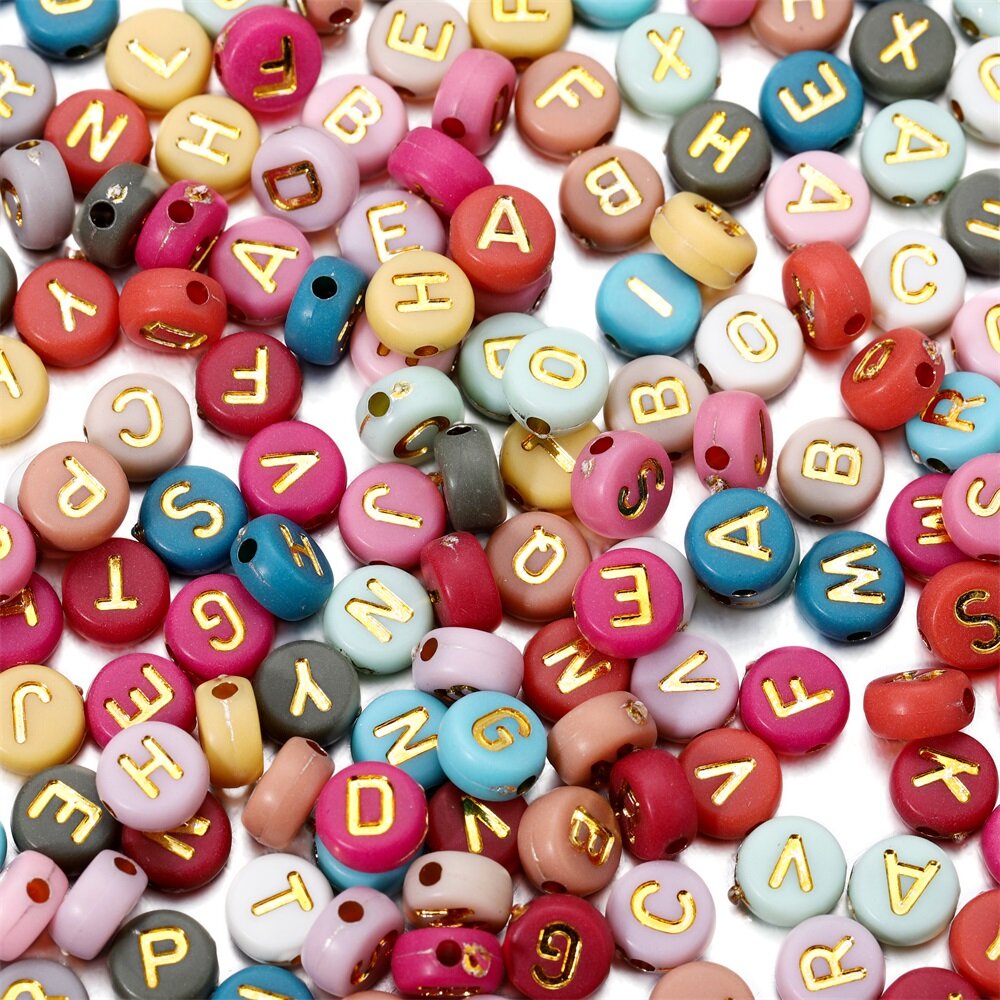 100-500pcs 4x7mm Mixed Letter Acrylic Spacer Beads Stars Peach Heart Alphabet Beads For Jewelry Making DIY Bracelets Accessories