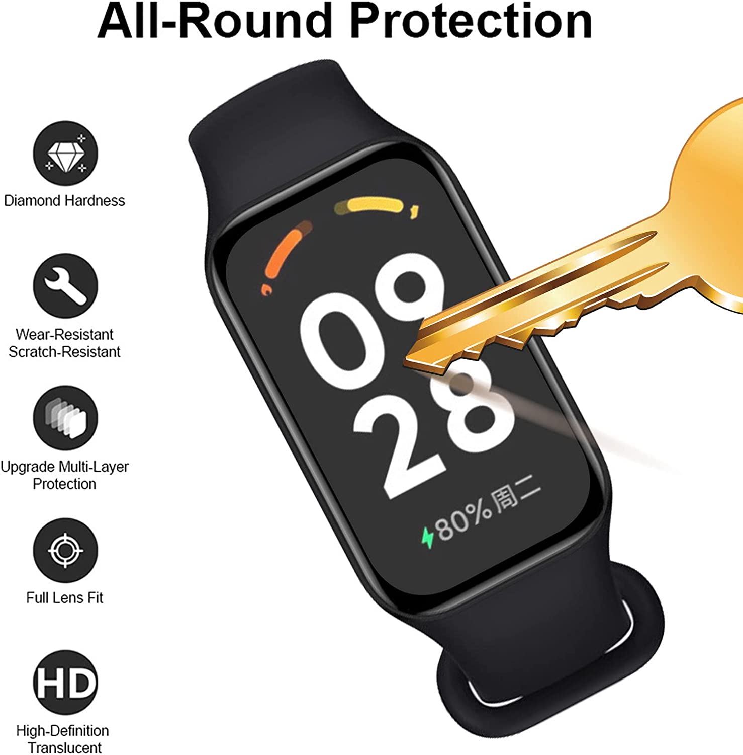 3D Curved Screen Protector For Redmi Band 2 Anti-scratch Screen Protective Film(1PC)