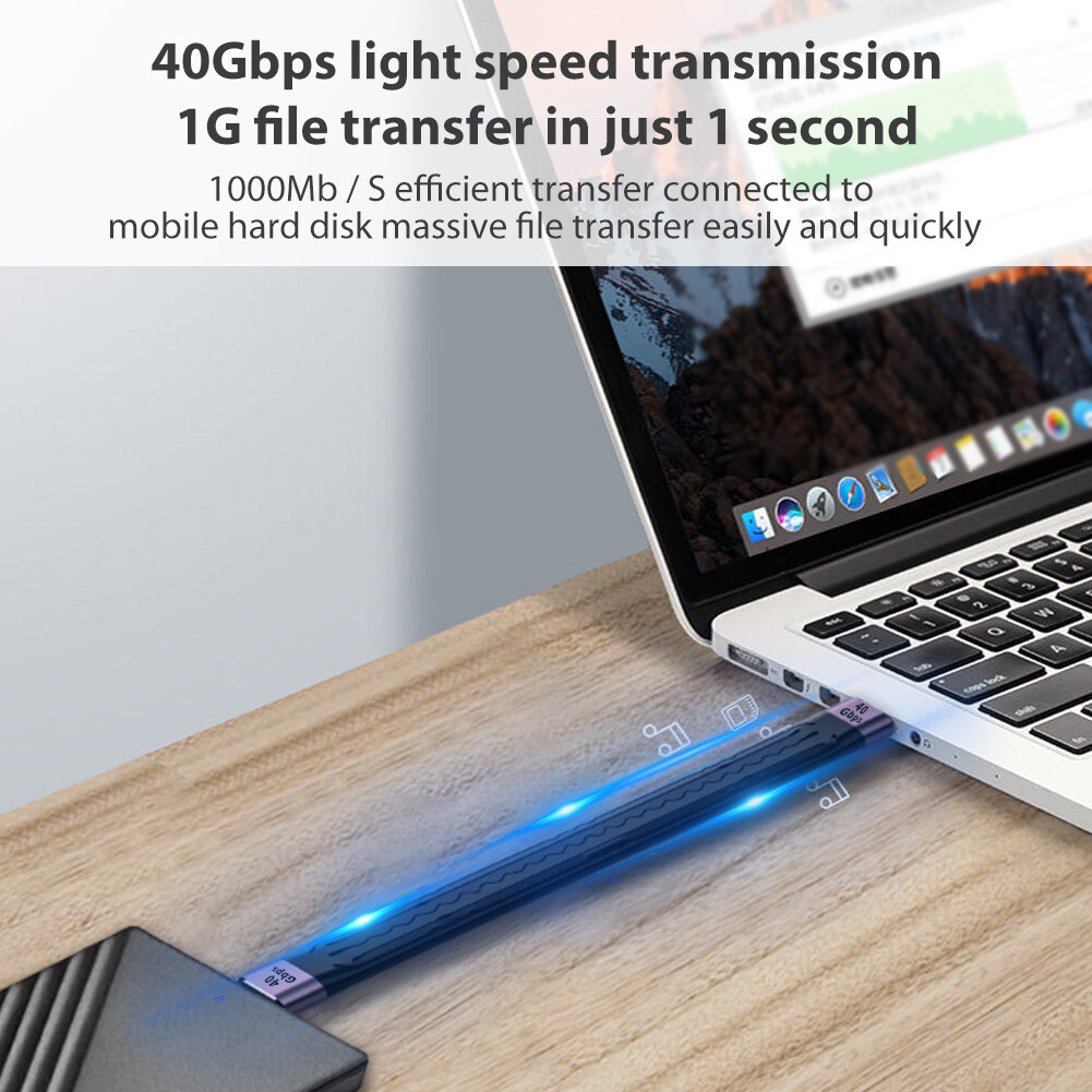 Lightweight USB 4.0 Gen3 Type C Male/Female to Type C Male Flexible Data Cable 40Gpbs 100W