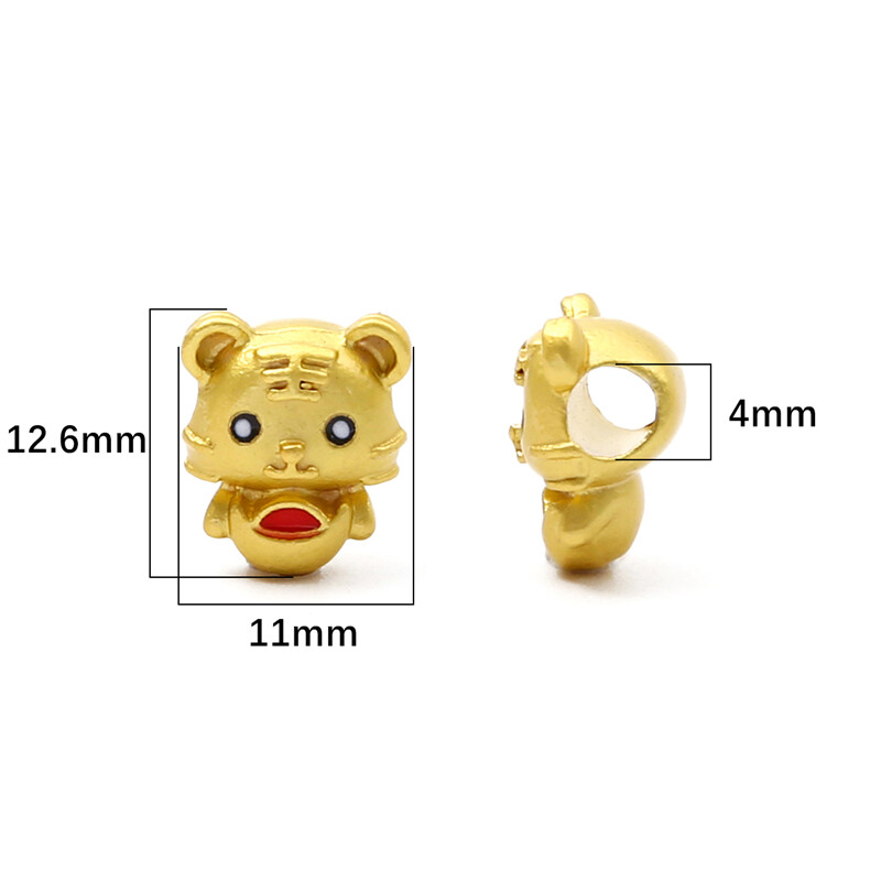 2-5Pcs Zinc Alloy Wufu Tiger Charms 2022 Chinese New Year Gold Color Lucky Tiger Pendant for Jewelry Making DIY Bracelet Handmade Craft Accessories