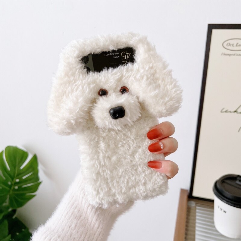 HOCE Cute Funny Fur Fluffy Puppy Dog Phone Case for Samsung Galaxy