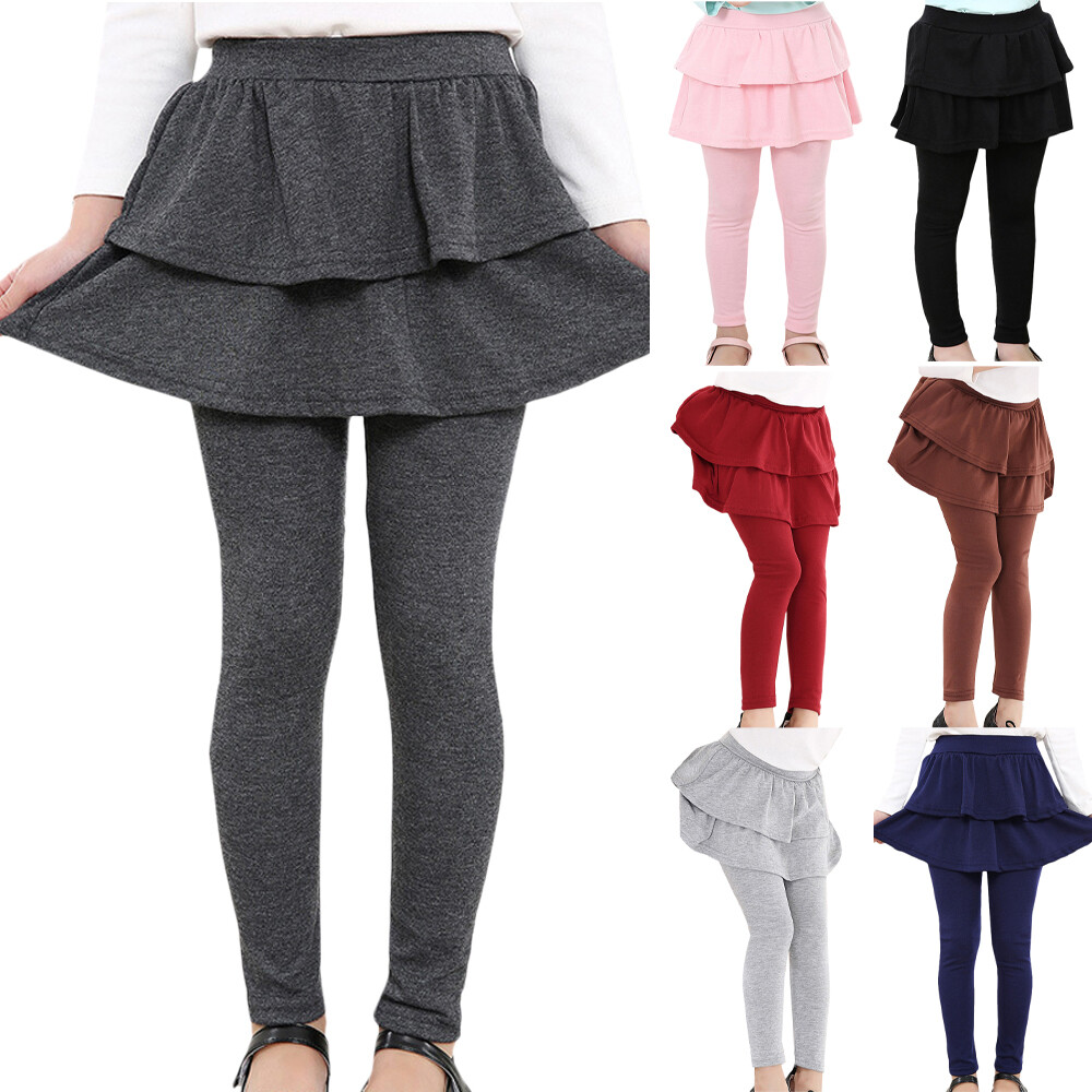Baby Kids Girls Candy Skirt-pants Cake Colour Cotton Fake Two-piece Skirt Pants Korean Version Leggings