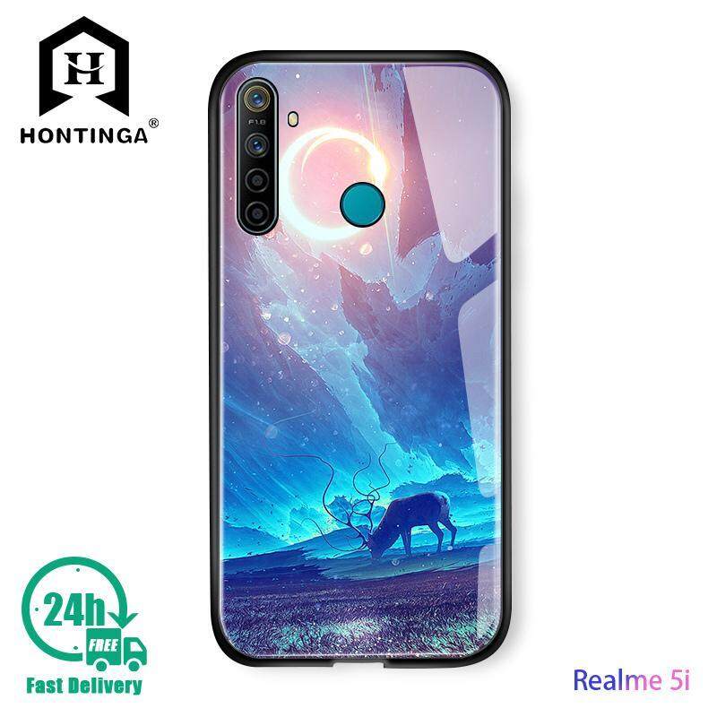 Giá Hontinga Cho Realme 5I Ốp Lưng Tưởng Tượng Không Gian Sang Trọng Cực Quang Mặt Trăng Sao Nai Sừng Tấm Casingg Chống Sốc Galaxy Điện Thoại Ốp Lưng Dán Kính Cường Lực cove