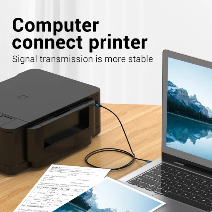Vention Cáp In USB 2.0 Cáp USB Máy Quét Dữ Liệu Đồng Bộ USB 2.0 Loại A Đực Sang B Đực 1M 2M Cho Máy In HP Canon Epson