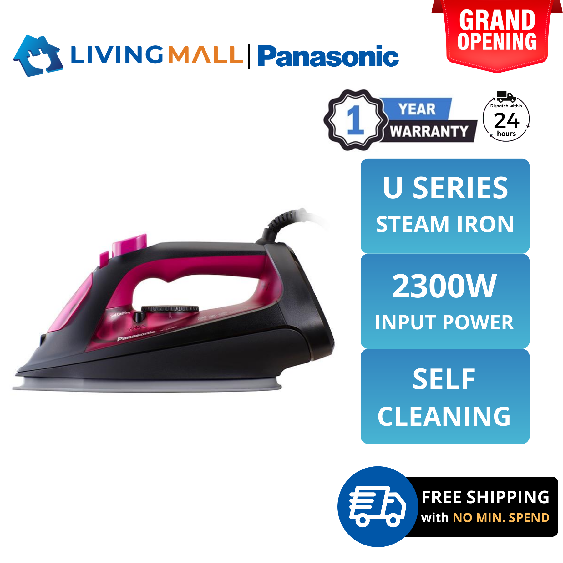 [𝐅𝐑𝐄𝐄 𝐃𝐄𝐋𝐈𝐕𝐄𝐑𝐘] PANASONIC NIU400 (2300W/120g) Steam Iron Anti Calc