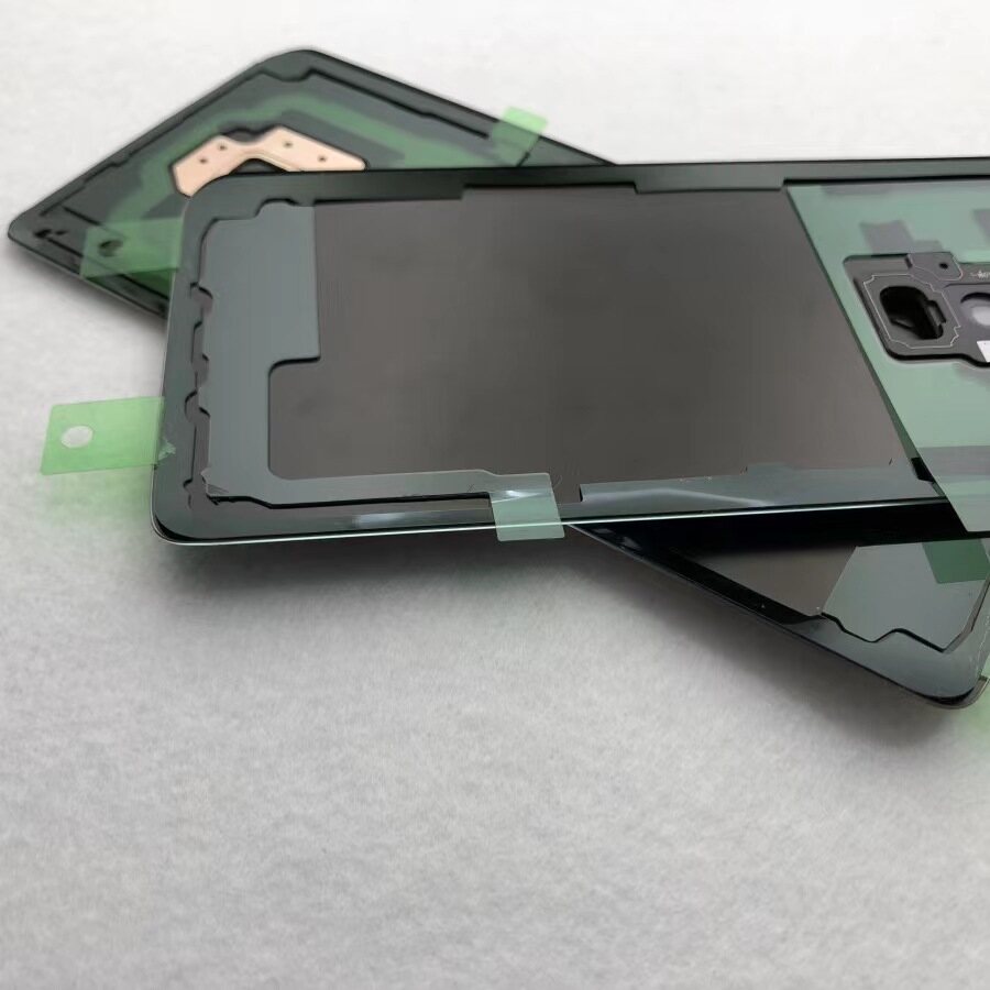 For Samsung Galaxy S9 Plus / S9Plus + G960 G965F Glass back cover With LOGO and adhesive backing Frame lens Battery Housing Case Rear Middle Frame